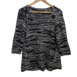 Eileen Fisher Loose Knit Hi Lo 3/4 Sleeve Sweater Size S